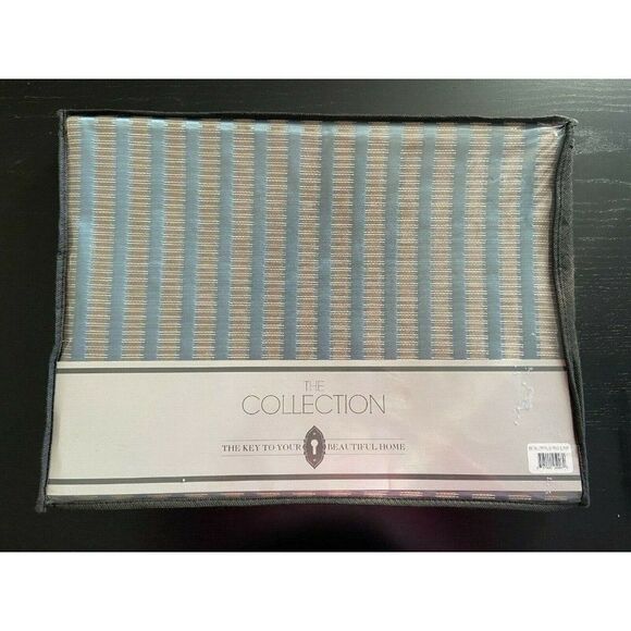 The Collection by Bed Bad and Beyond Railway Striped Panel French Blue L 63" - Picture 2 of 9